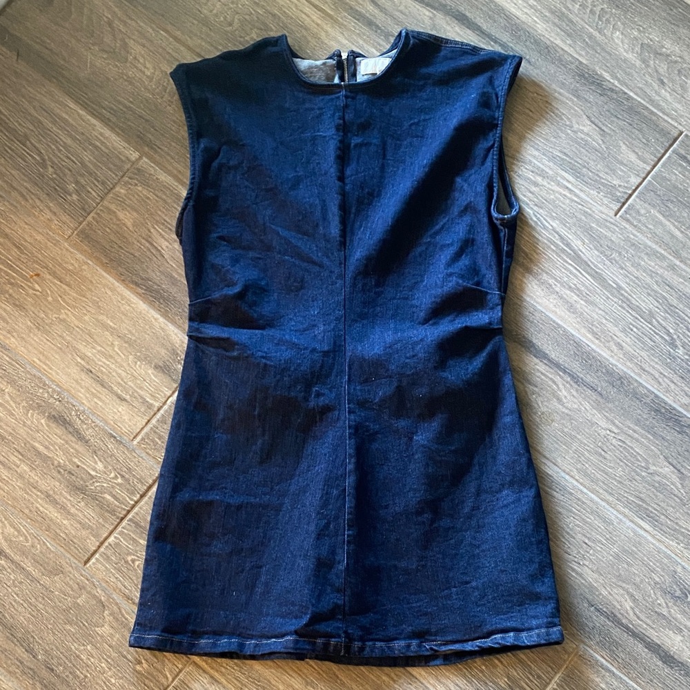 Zara Denim Sleeveless Denim Sheath Dress Med